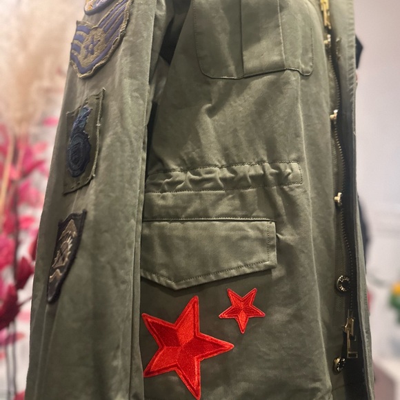 Zadig & Voltaire Olive Utility Jacket with Embroidered Patches - Picture 3 of 5